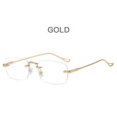 High quality fashion ins style rimless glasses anti blue light metal frame women glasses